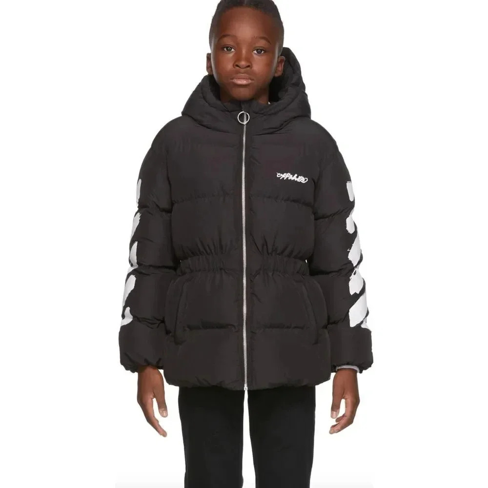 Off-White Kids Diag zip-up puffer jacket
